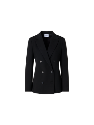 Designer Long-Sleeve Wool Tricotine Jacket - black