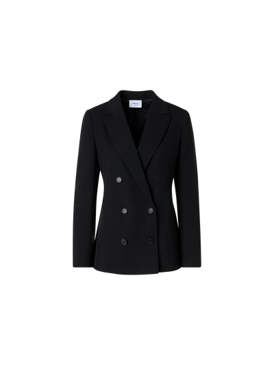 Designer Long-Sleeve Wool Tricotine Jacket - black