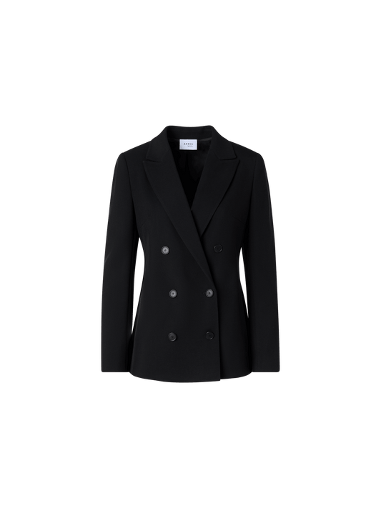 Designer Long-Sleeve Wool Tricotine Jacket - black