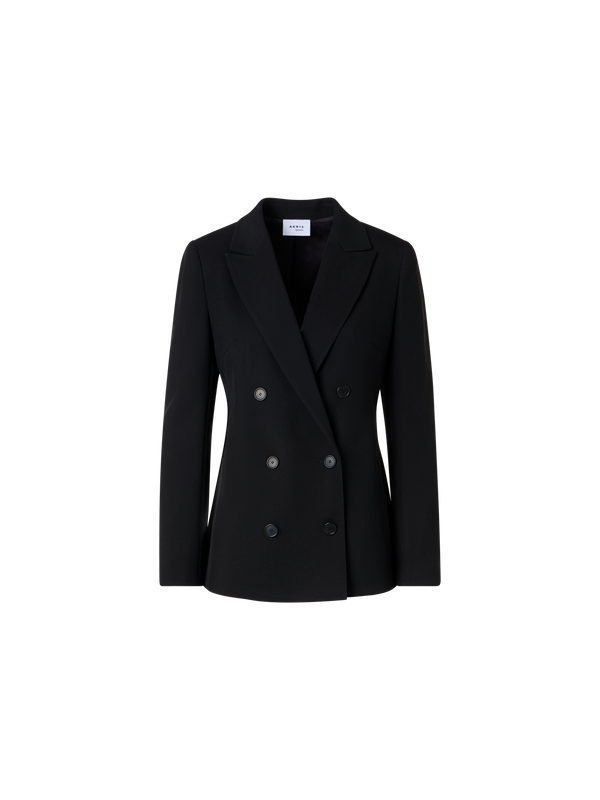 Designer Long-Sleeve Wool Tricotine Jacket - black