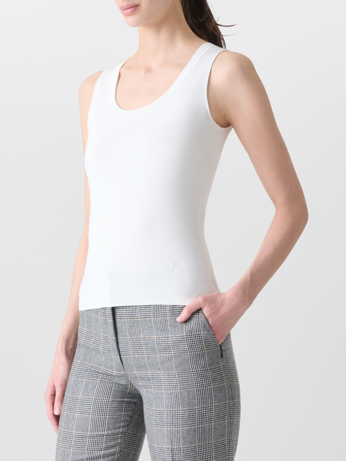 Designer Knit Tank Top in Silk Stretch - neutral - ecru - white #editorial