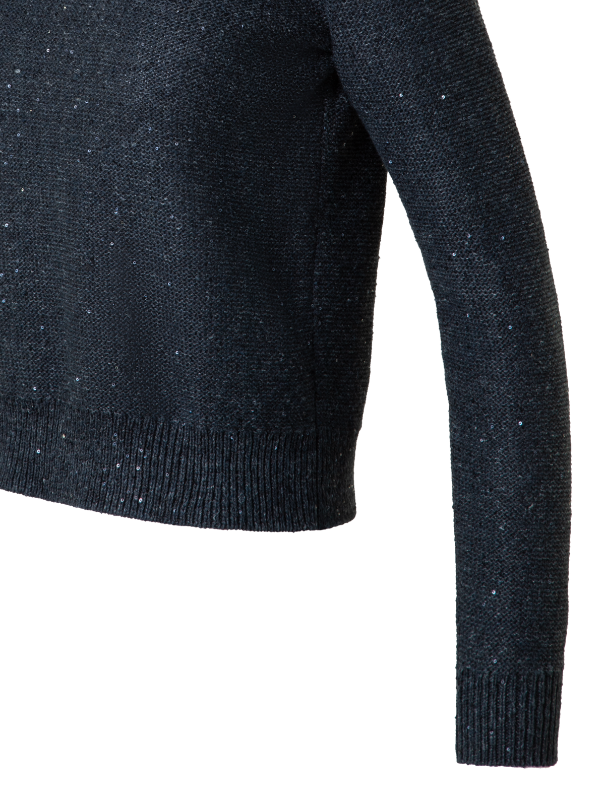 Designer Knit Sweater in Linen Cotton with Micro Sequins - grey