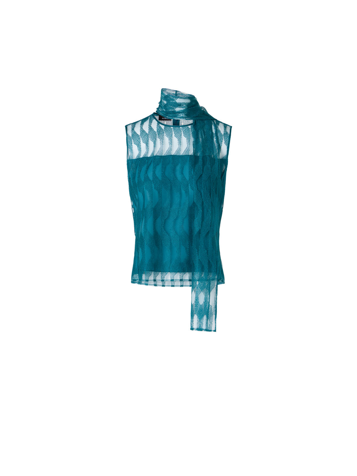 Designer Blouse in High Plains Embroidery on Tulle - blue