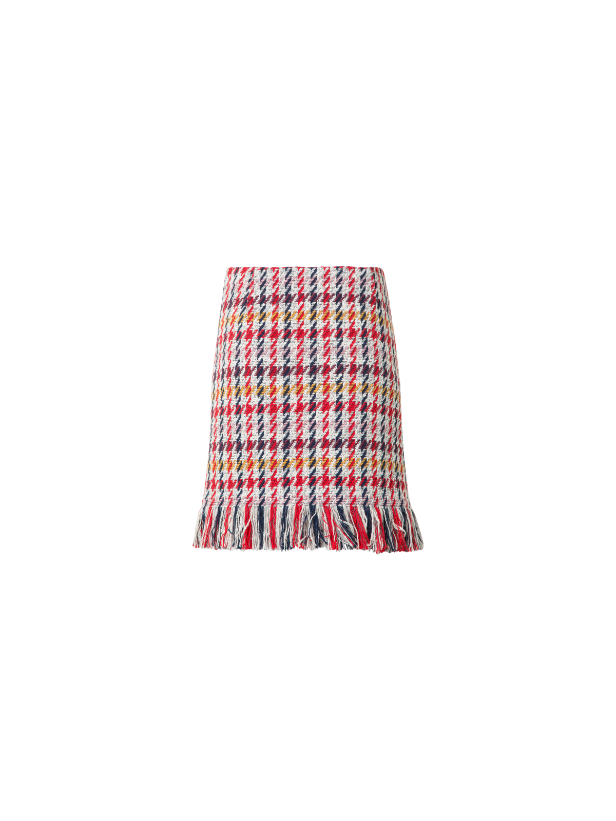 Designer Mini Tweed Skirt in Checked Cotton-Blend - multicolor - red
