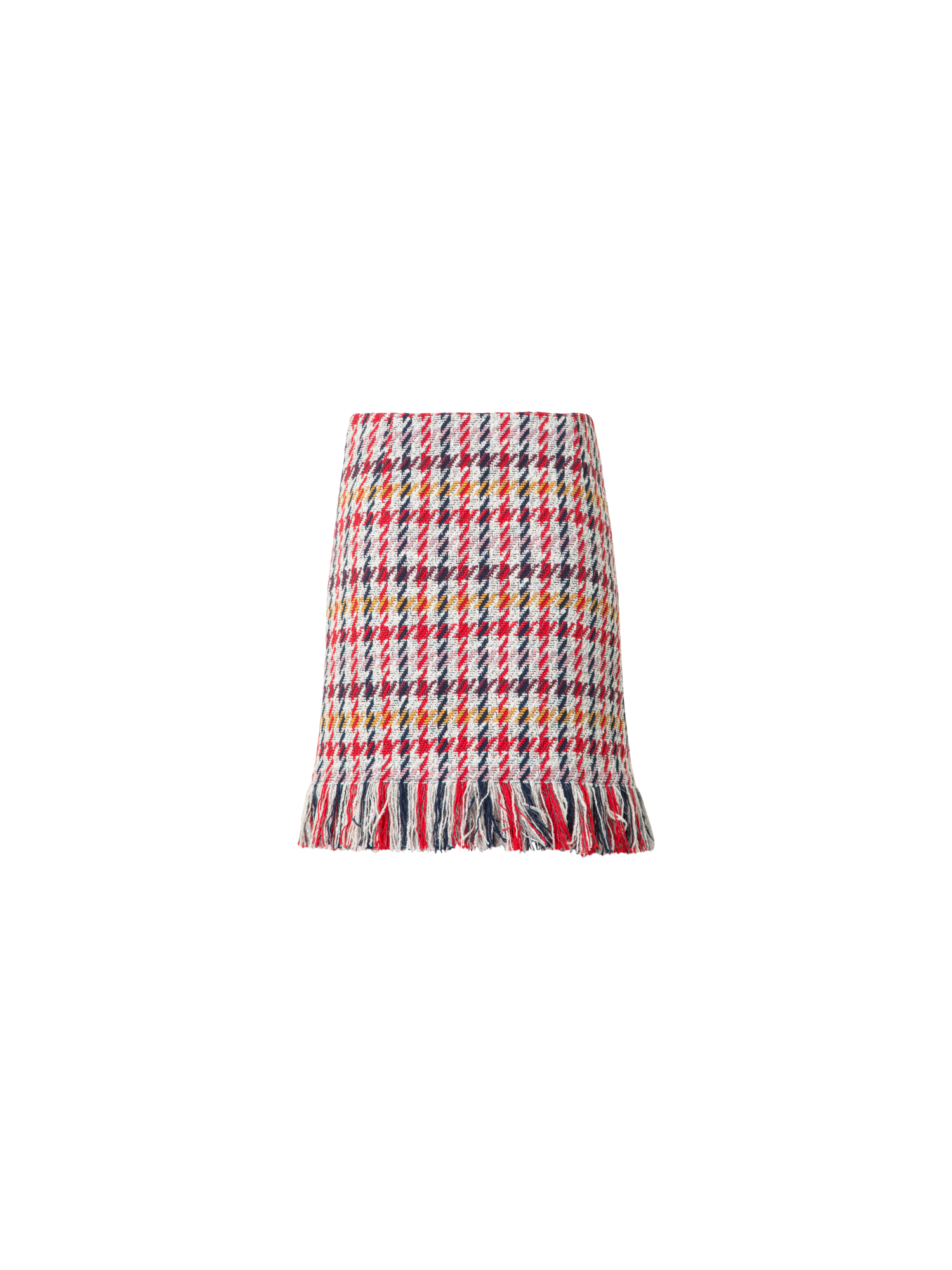 Designer Mini Tweed Skirt in Checked Cotton-Blend - multicolor - red