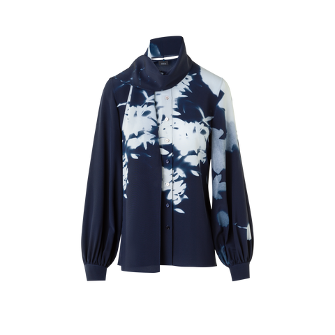 Tie Neck Silk Blouse in Wildflower Print