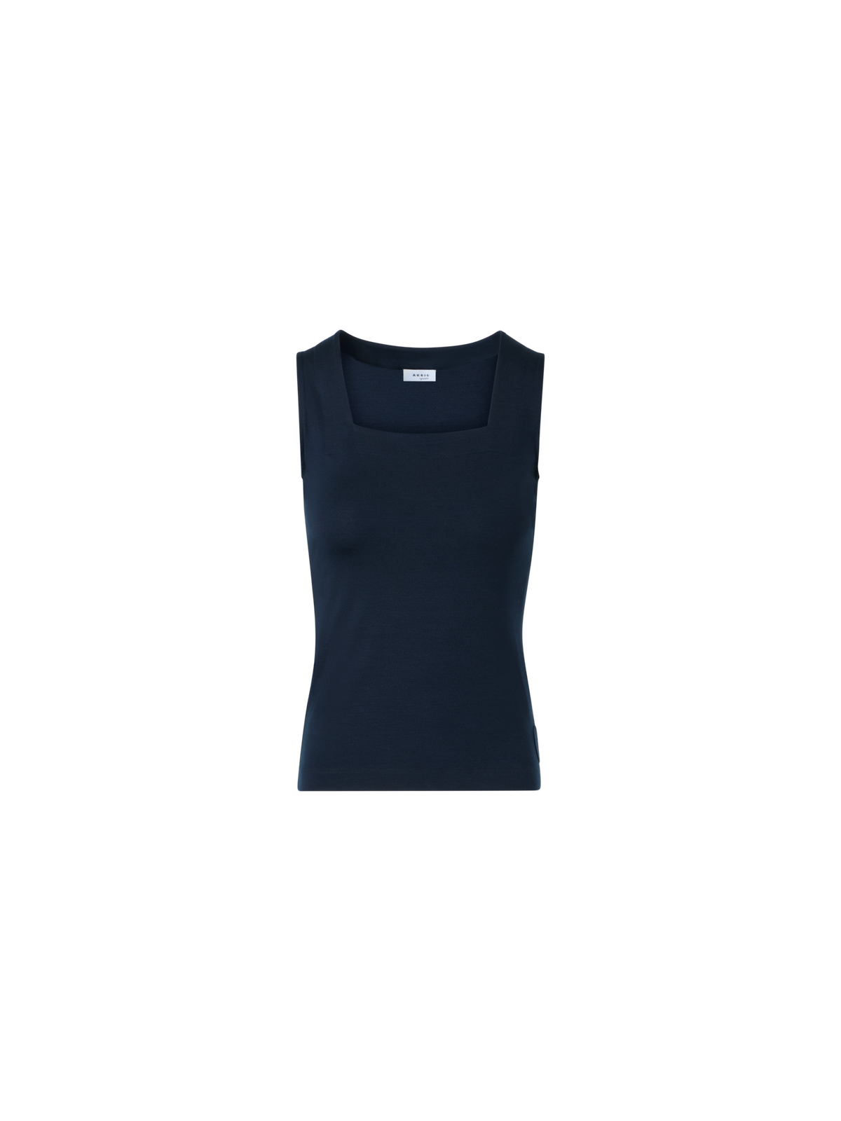 Designer Fitted Modal Stretch Top with Square Neck - navy - blue