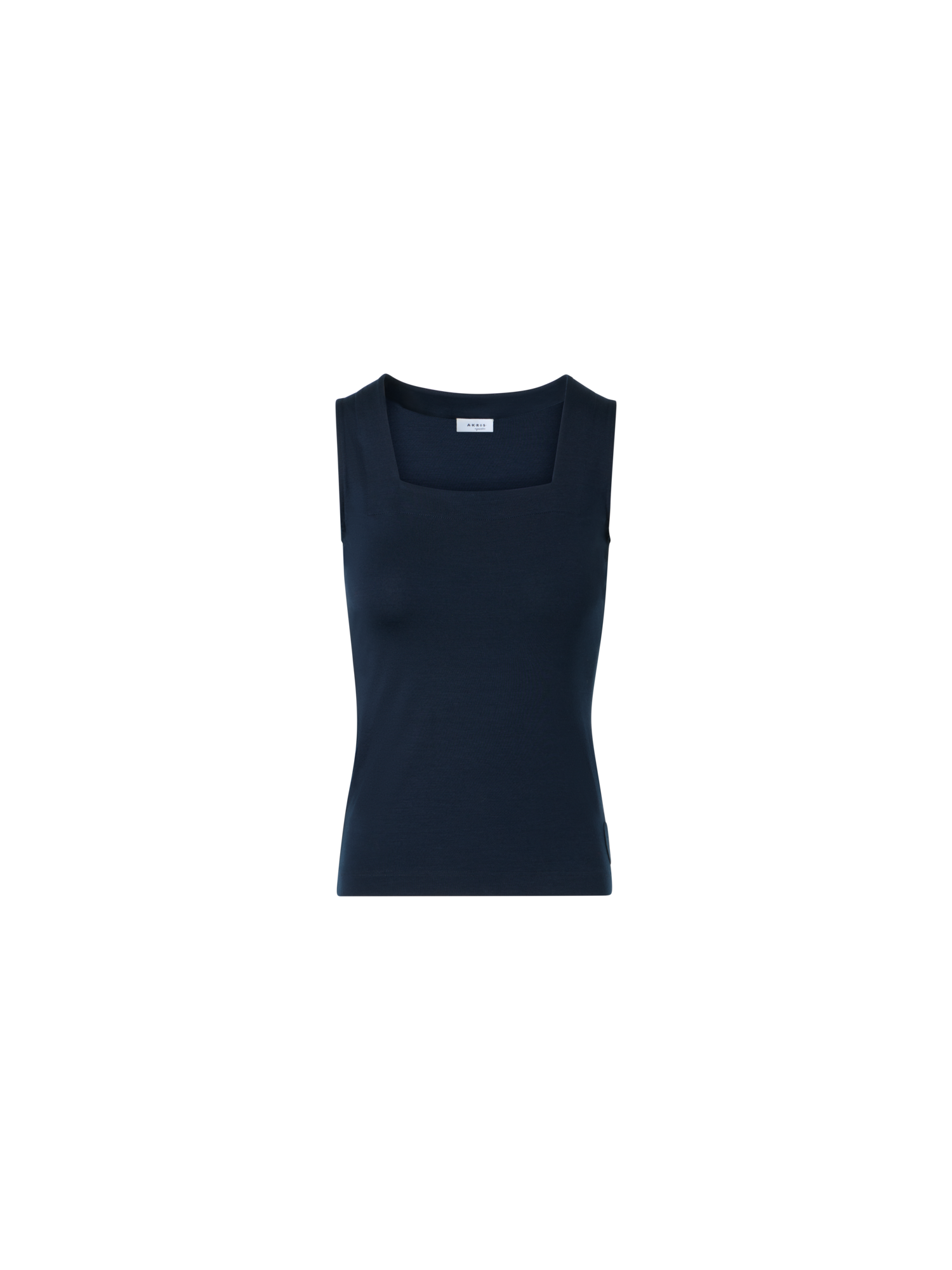 Designer Fitted Modal Stretch Top with Square Neck - navy - blue