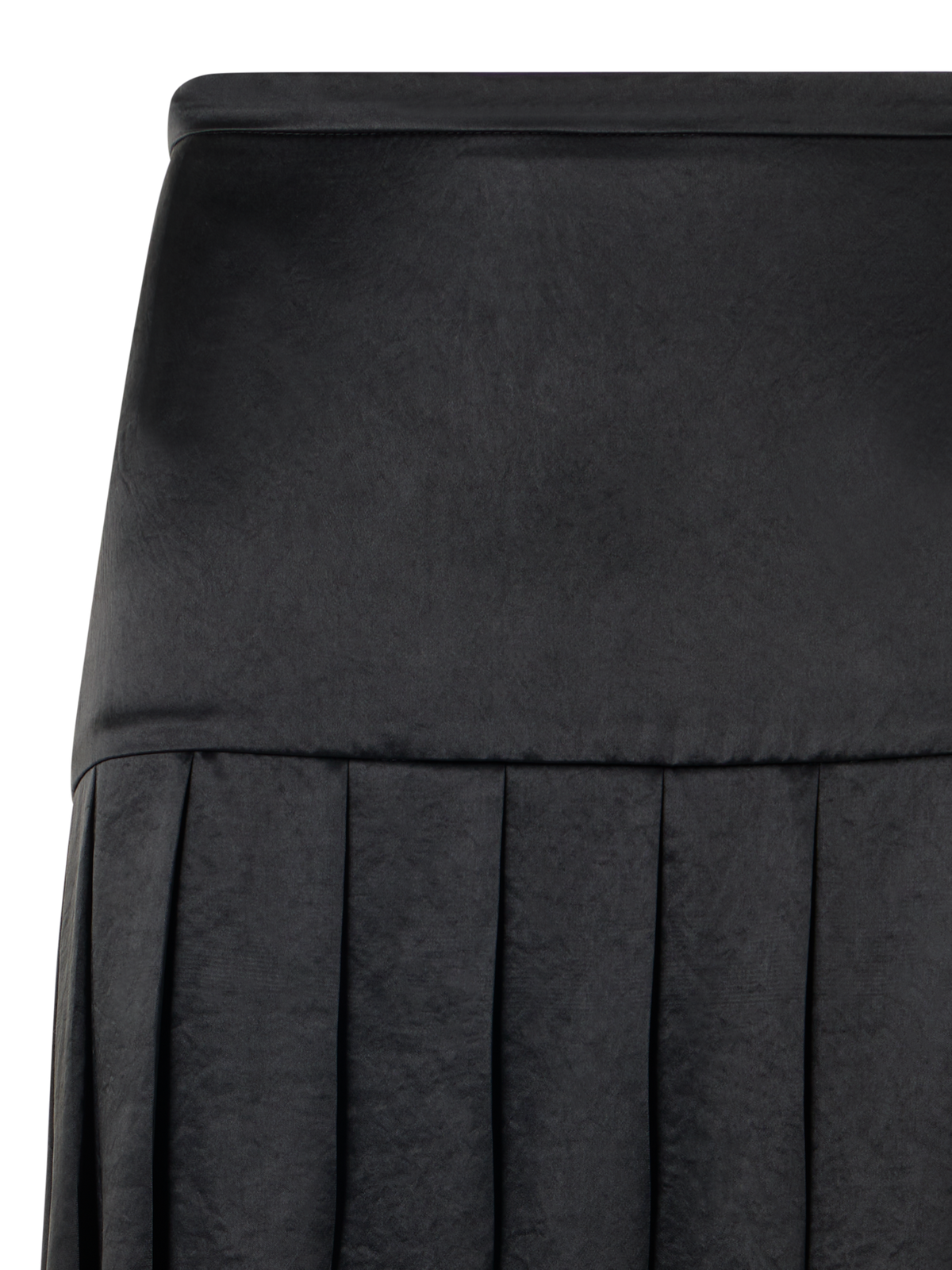 Designer Pleated Satin Midi Skirt - black