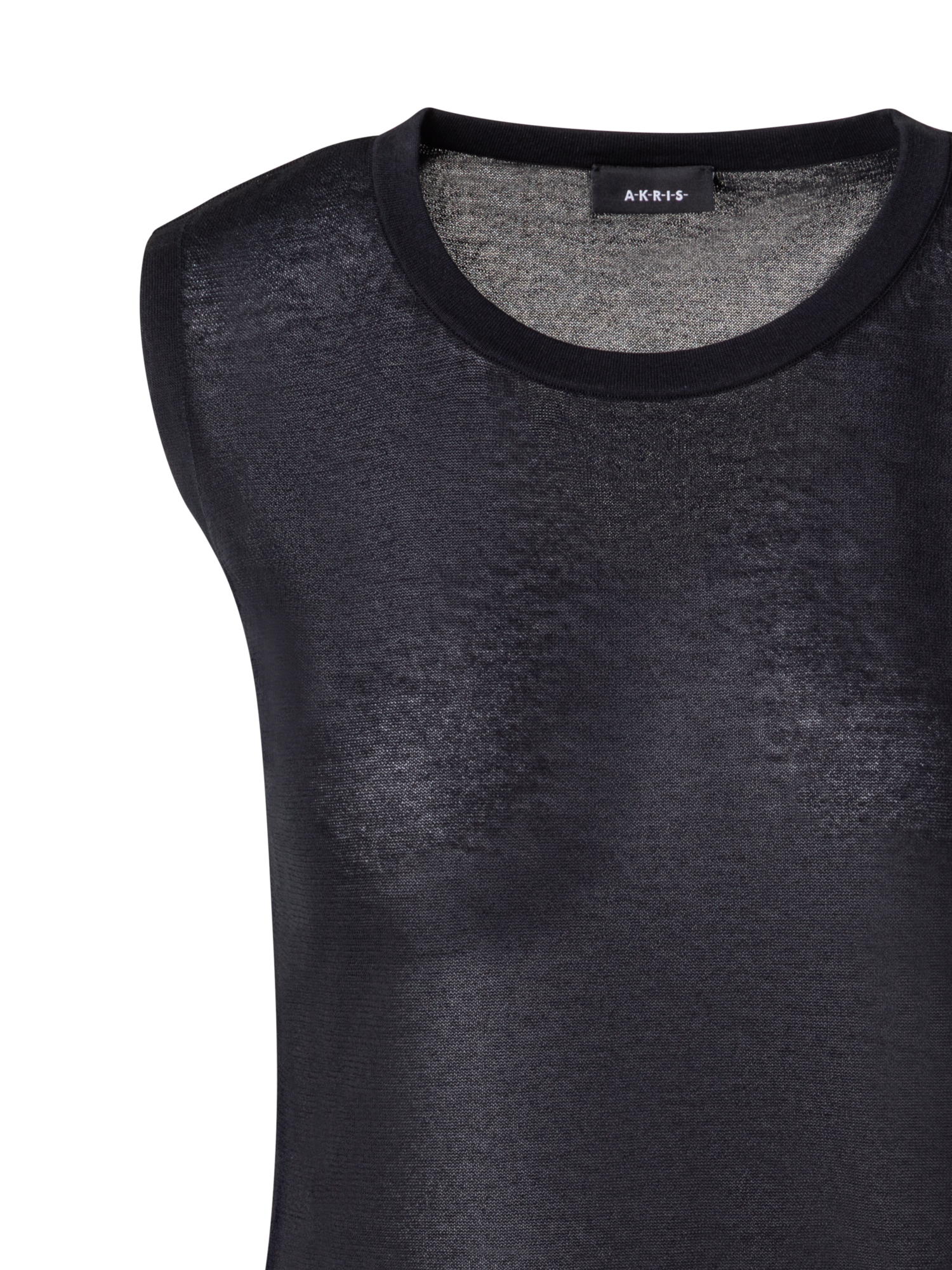Designer Semi-Transparent Knit Top in Cotton Blend - black