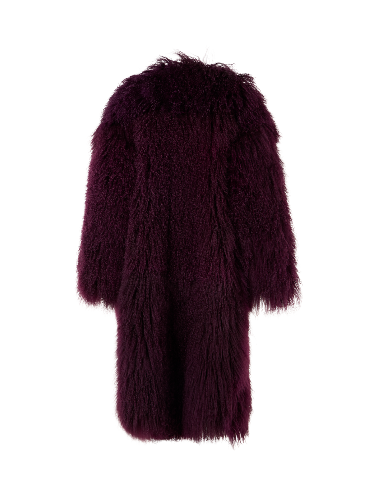 Designer Oversized Longhair Lamb Shearling Coat - red - purple