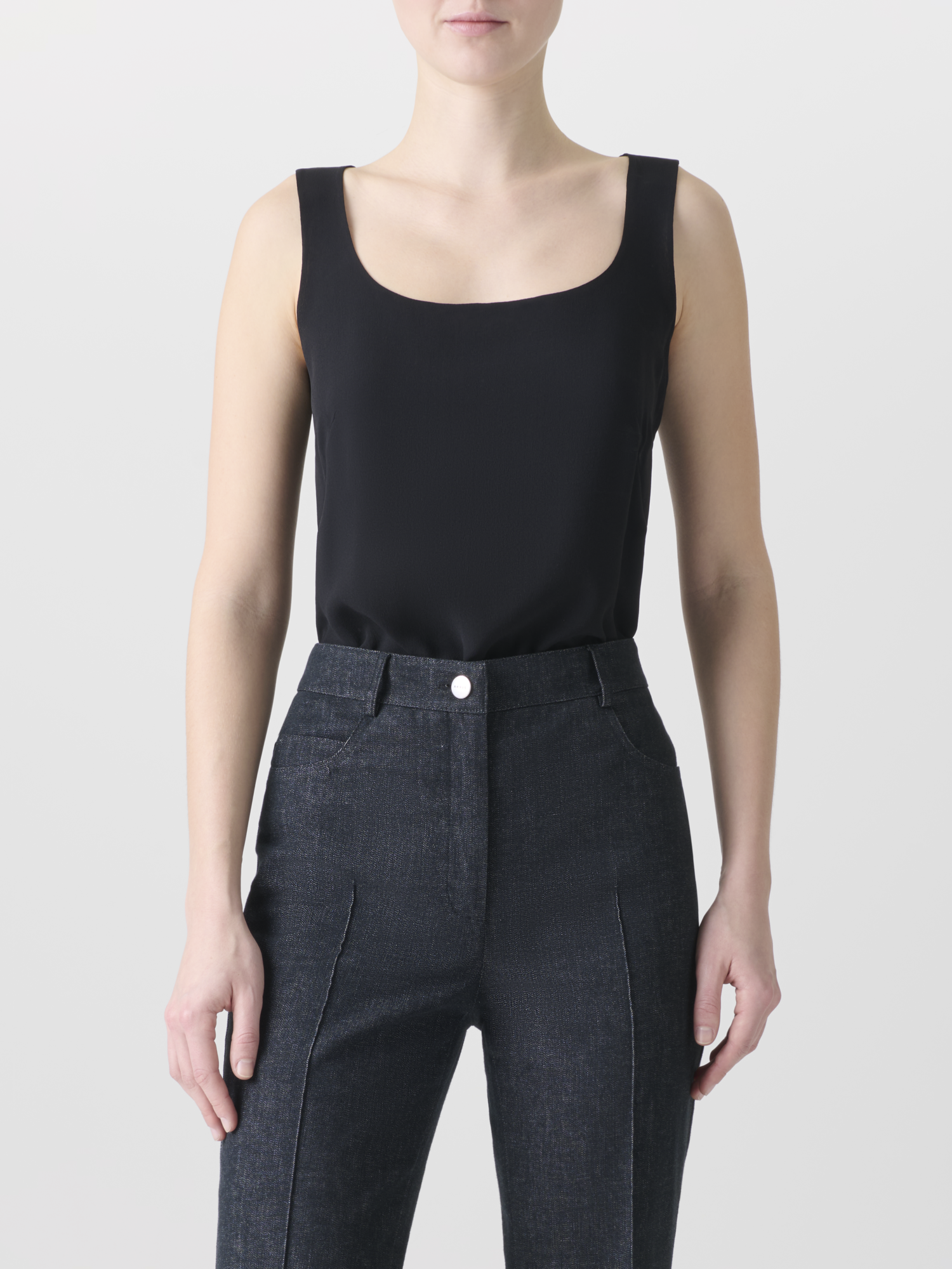 Designer Sleeveless Silk Georgette Top - black 