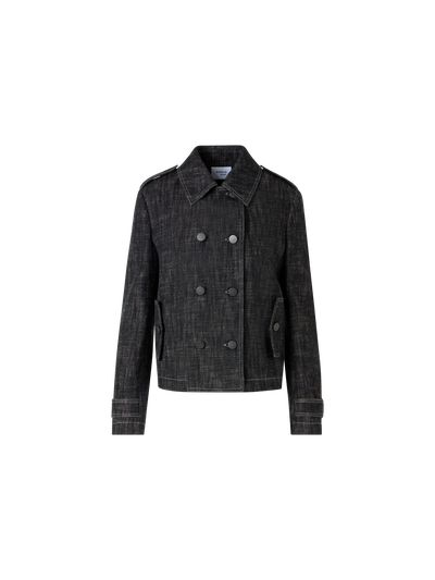 Designer Long-Sleeve Washed Heavyweight Cotton-Denim Jacket - black