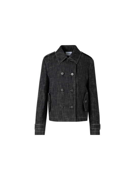 Designer Long-Sleeve Washed Heavyweight Cotton-Denim Jacket - black