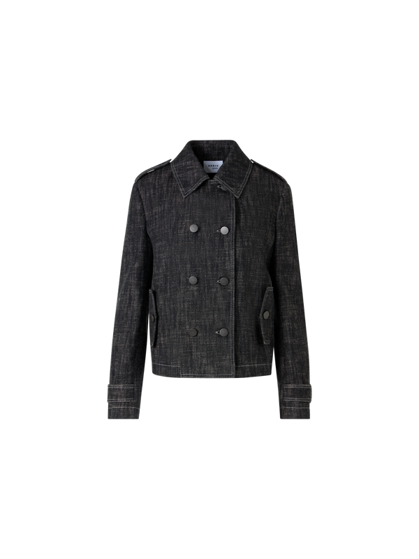 Designer Long-Sleeve Washed Heavyweight Cotton-Denim Jacket - black