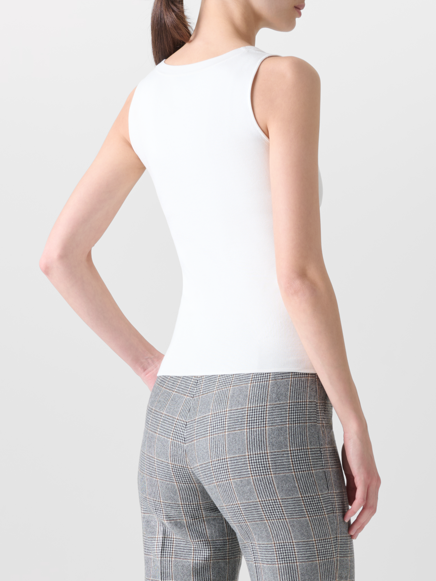 Designer Knit Tank Top in Silk Stretch - neutral - ecru - white 