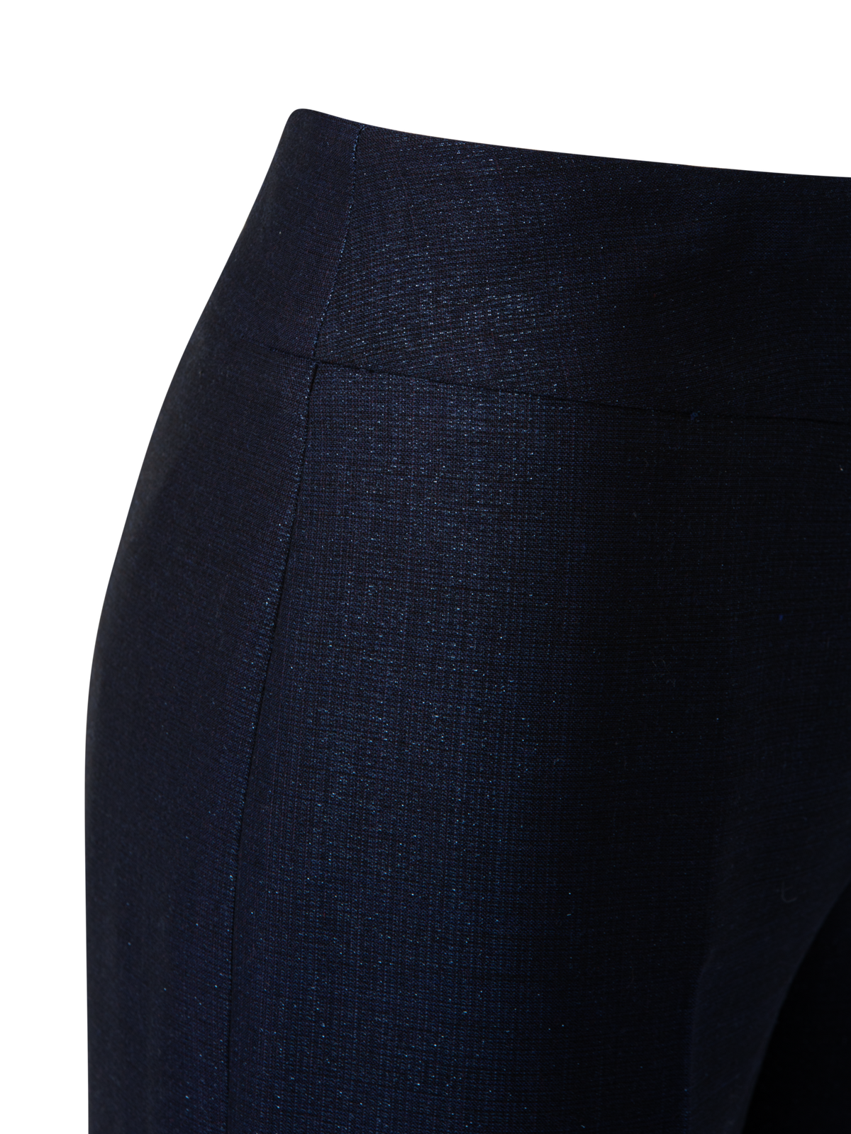 Designer Straight Wool Lurex Pants - navy - blue