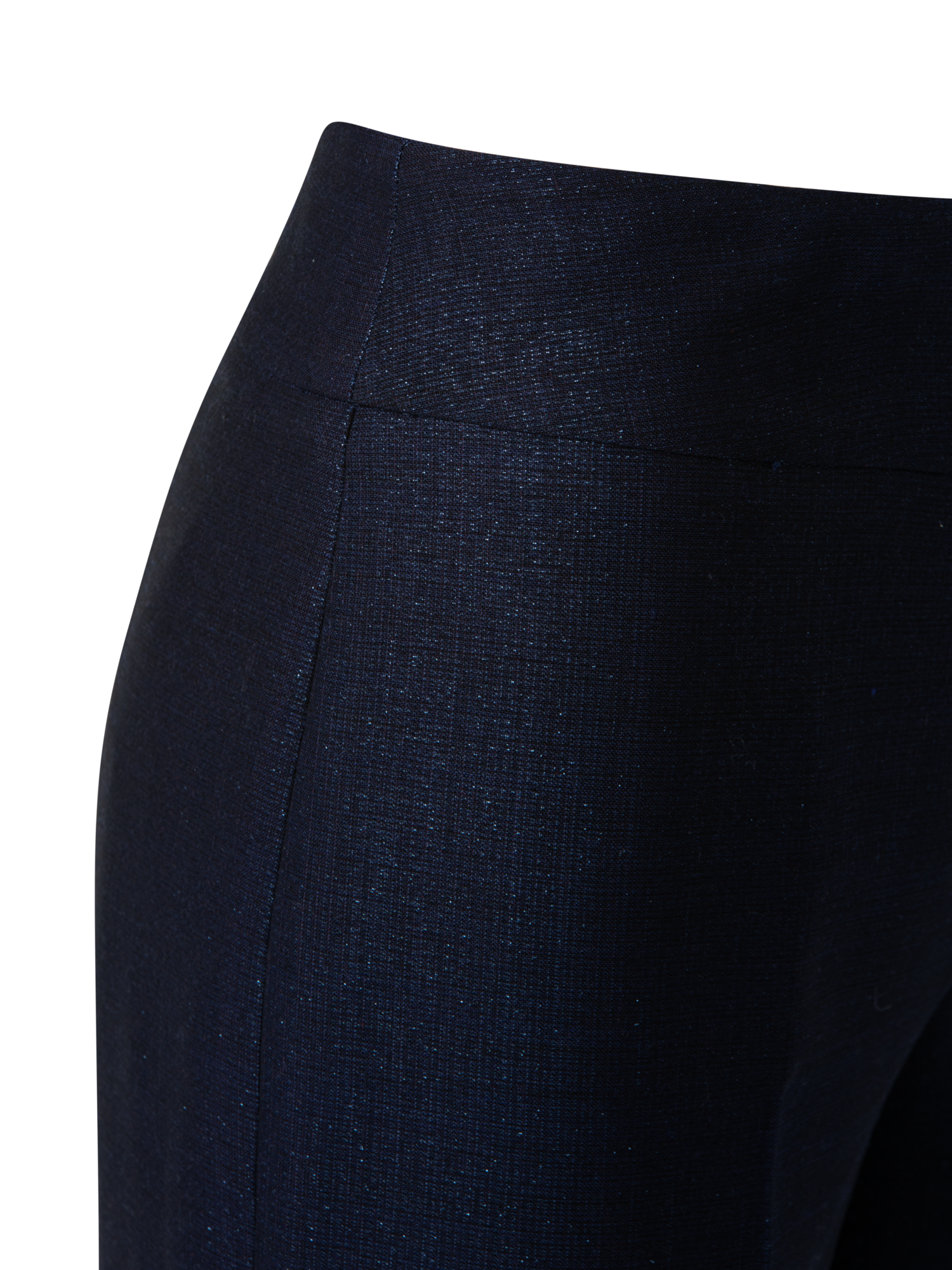 Designer Straight Wool Lurex Pants - navy - blue