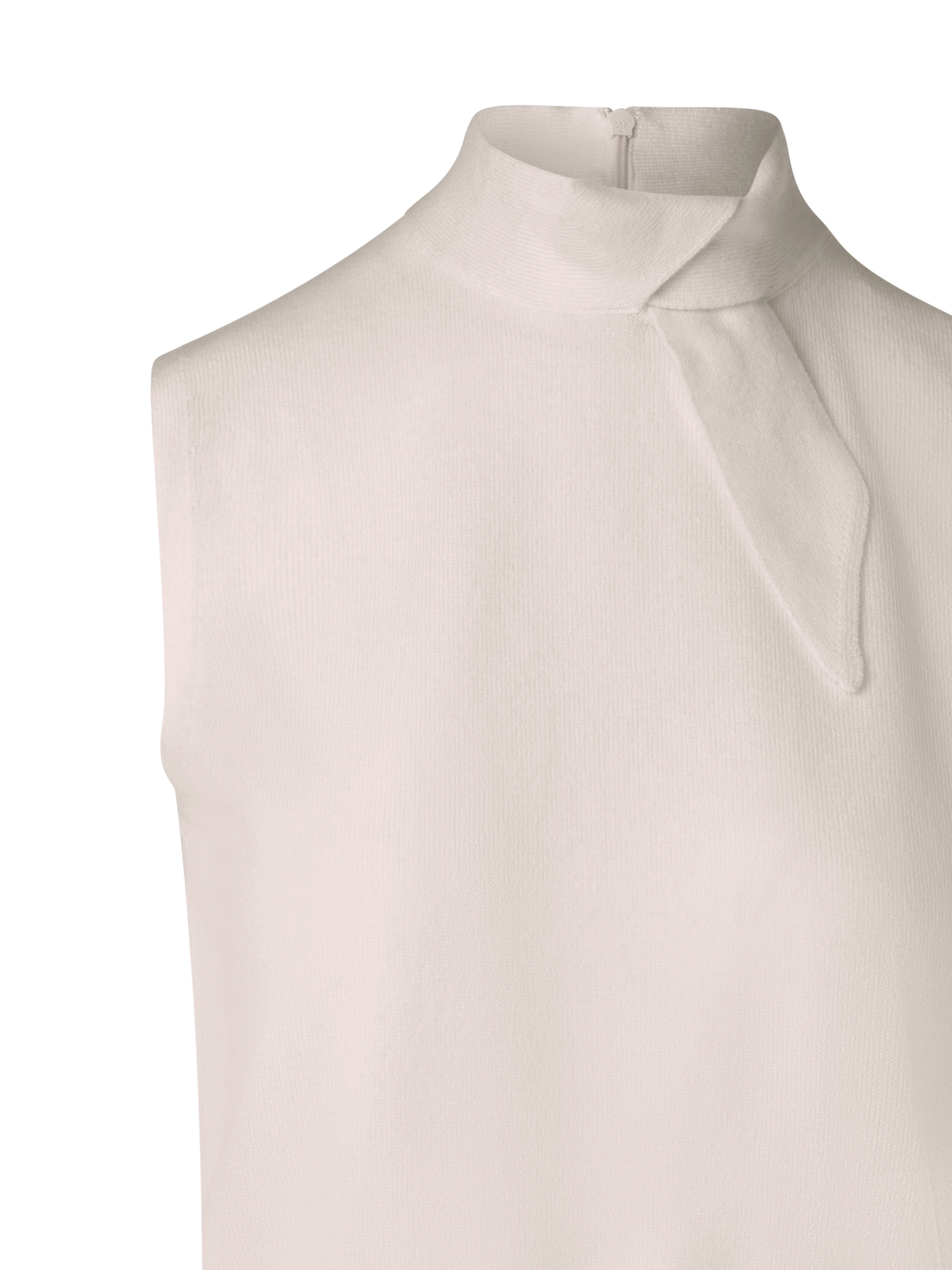 Designer Sleeveless 100% Cashmere Knit Top with Knot - beige