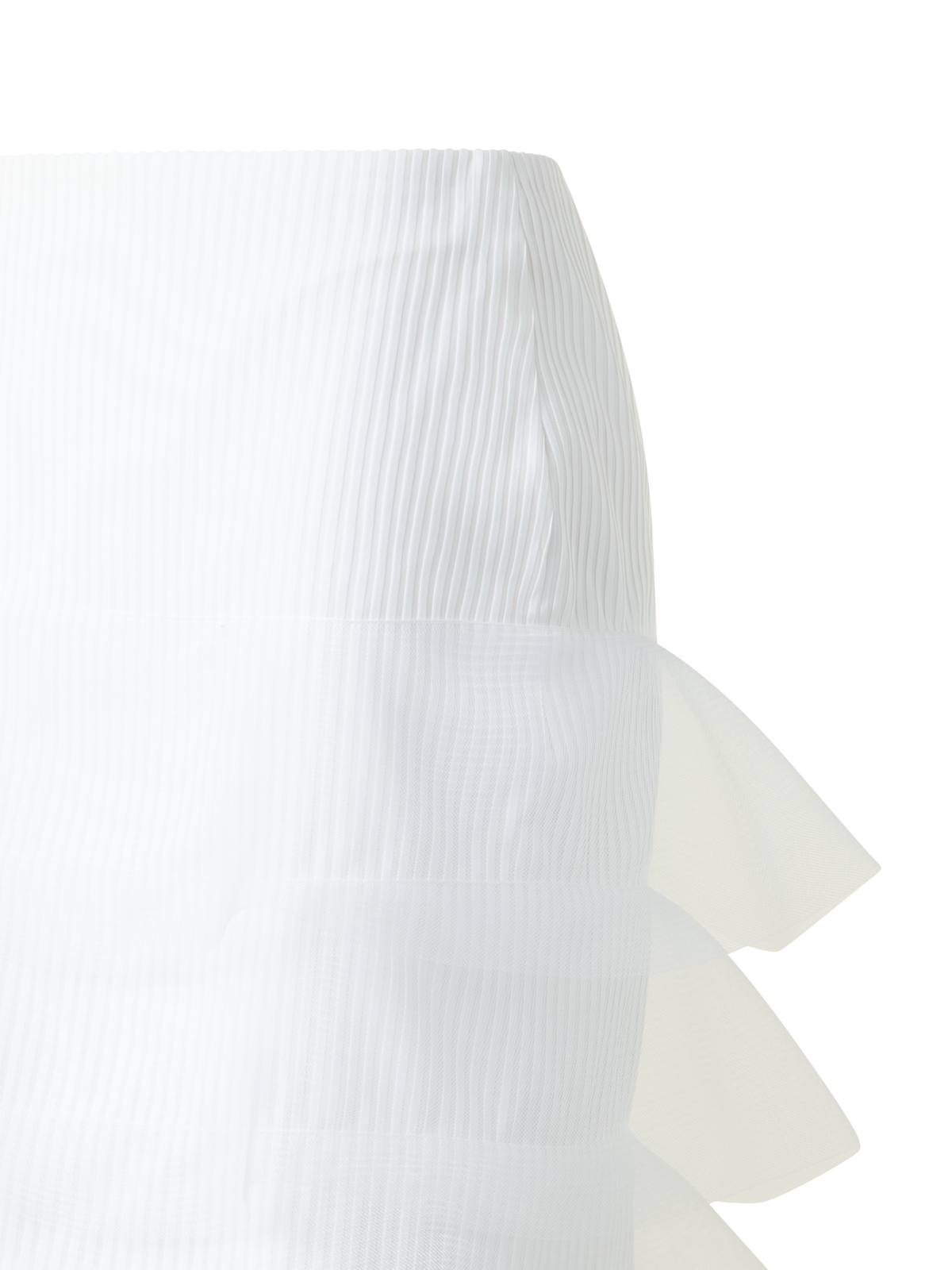 Designer Short Pencil Skirt with Tulle Waves - neutral - white