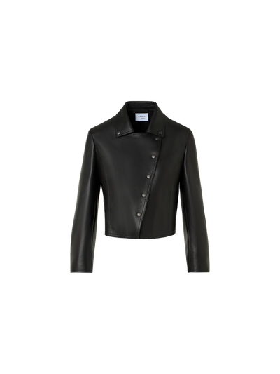 Designer Biker Jacket in Pin Dot Nappa Leather - black
