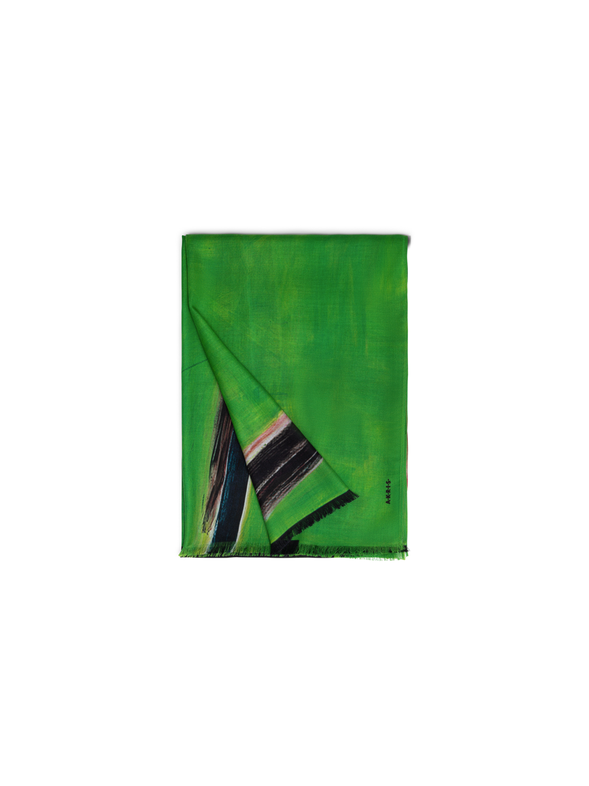 Designer Scarf in Cashmere and Silk with W.T. print - green