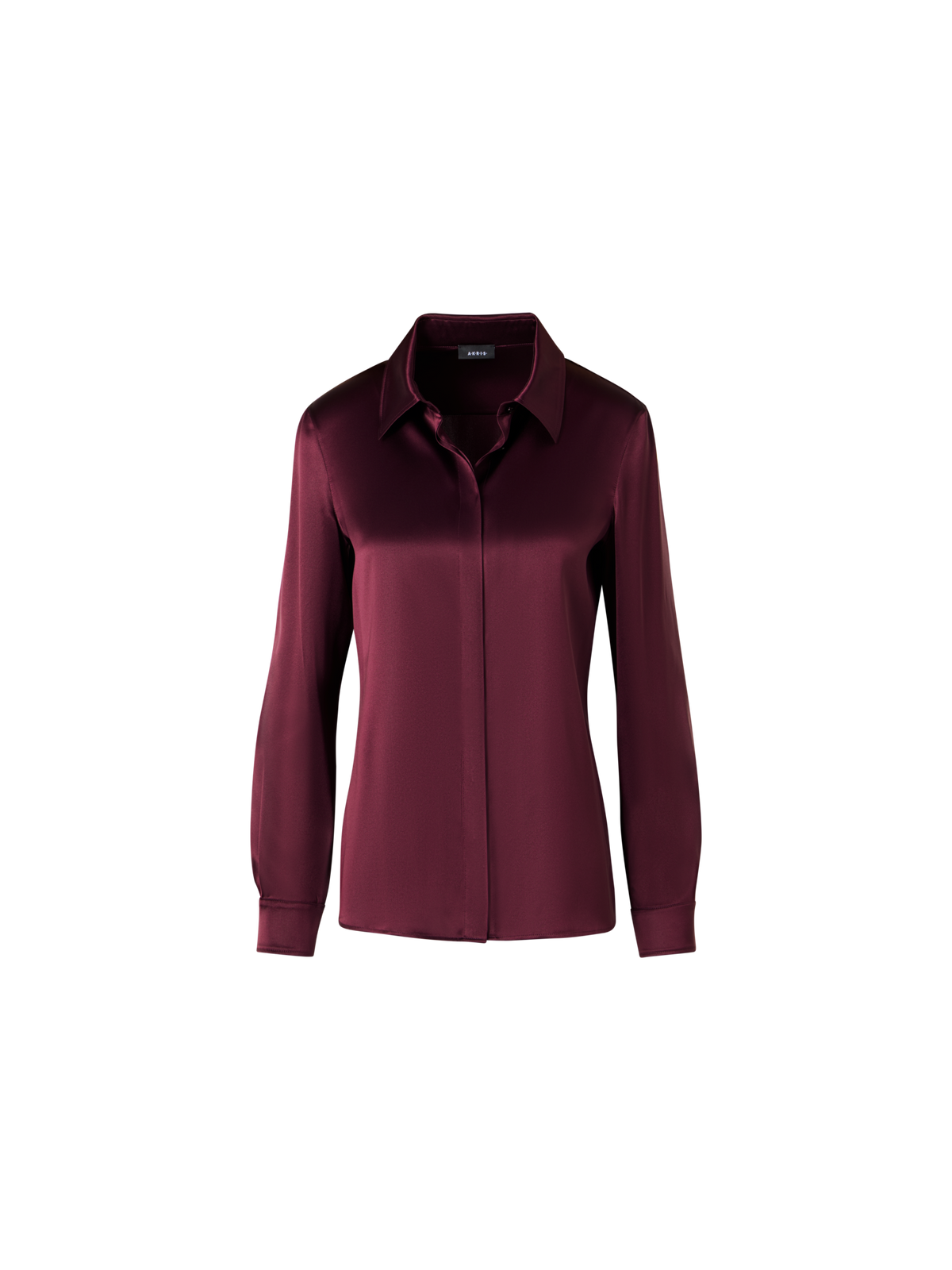 Designer Silk Satin Stretch Shirt - red