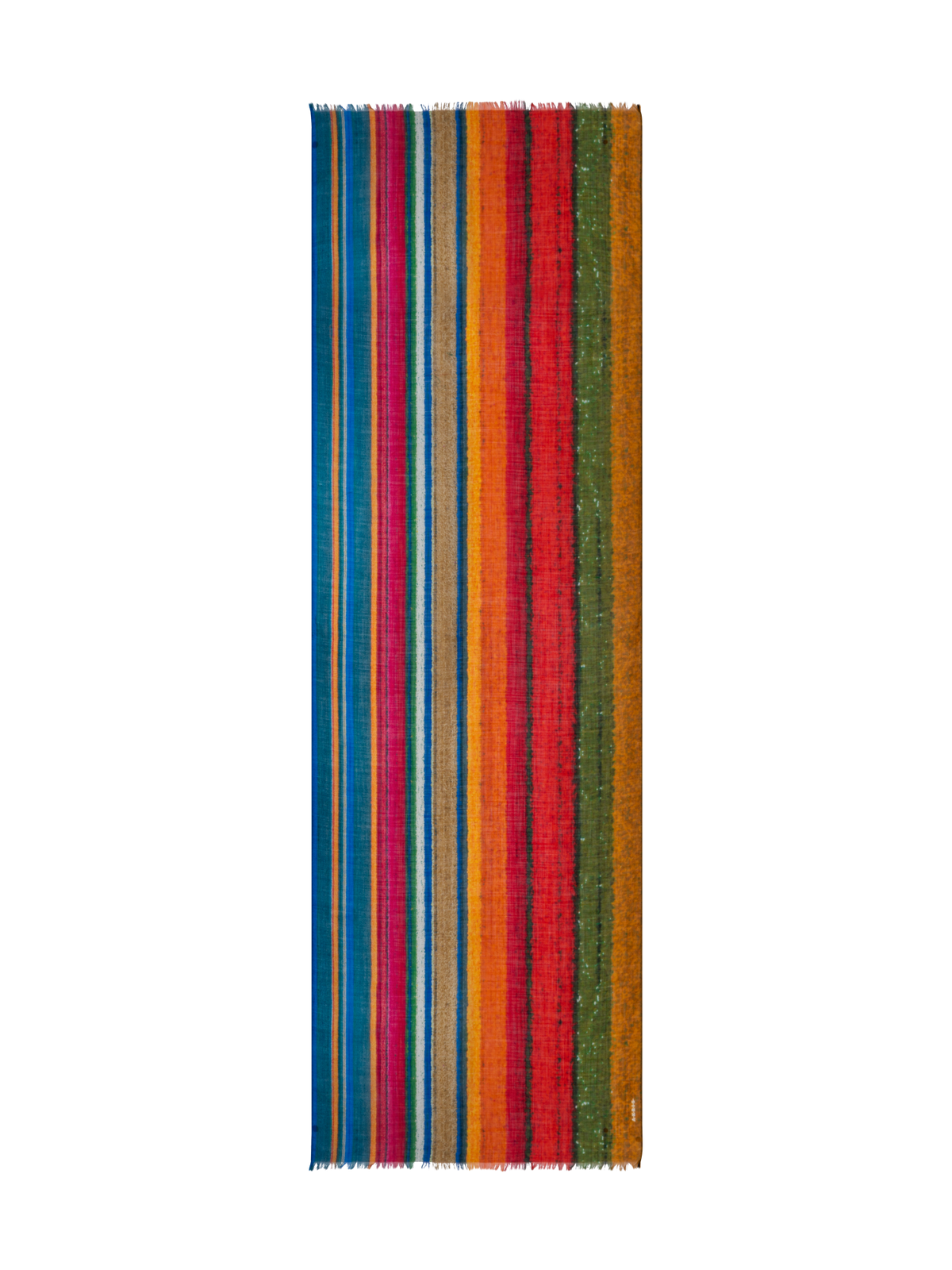 Designer Cashmere Silk Scarf with Wind Turbine Print - multicolor