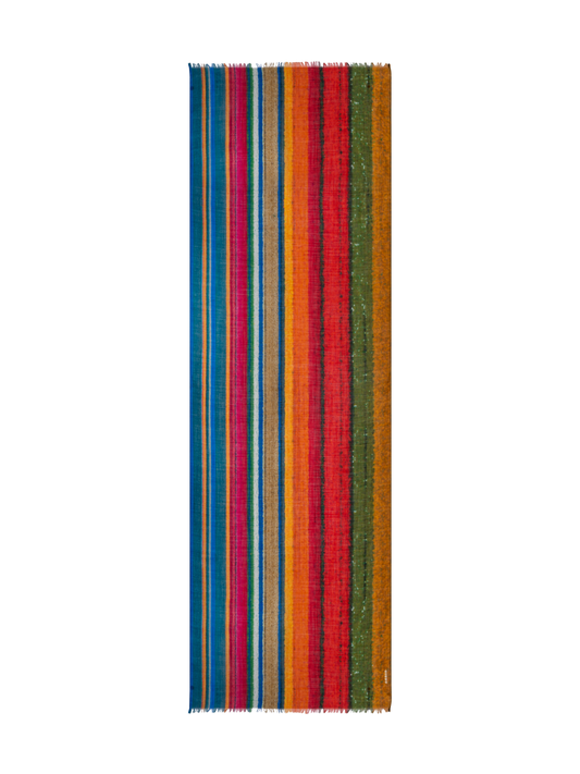 Designer Cashmere Silk Scarf with Wind Turbine Print - multicolor