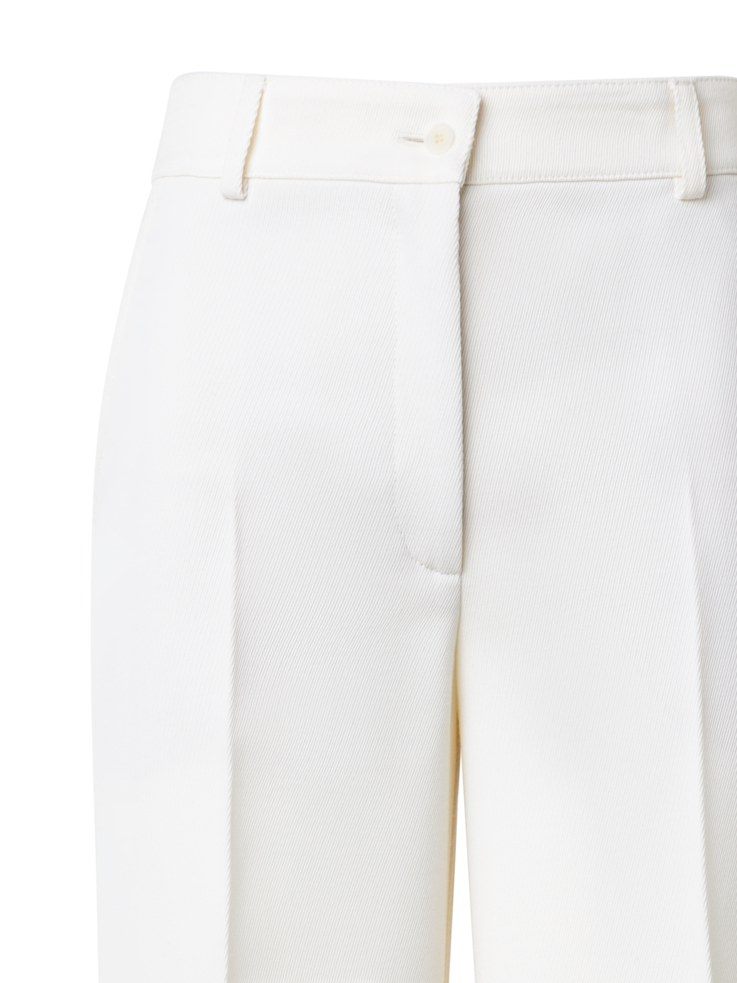 Designer Cropped Straight Wool Tricotine Pants - ecru - white