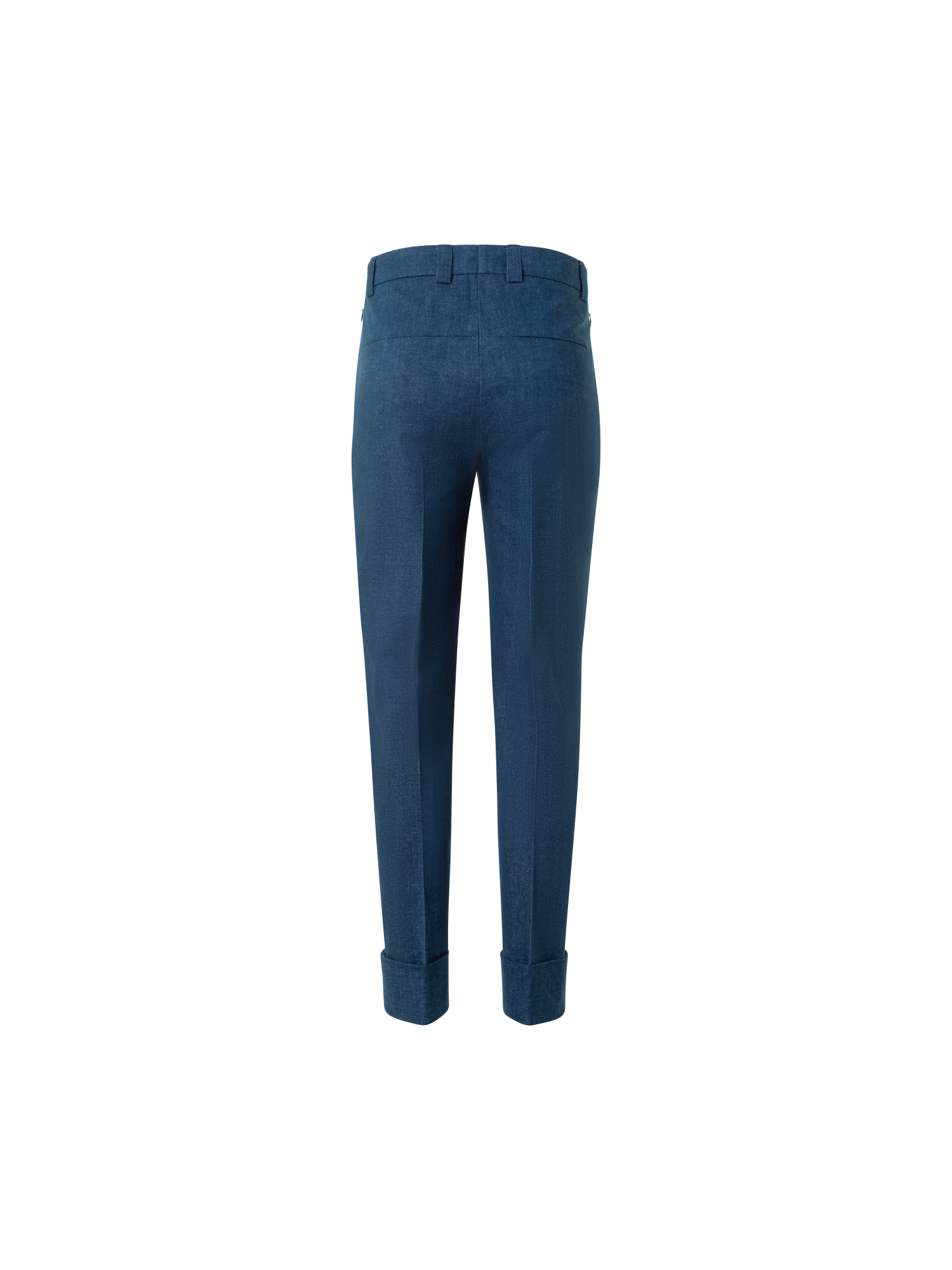 Designer Cropped Tapered Stretch Cotton Denim Pants - blue