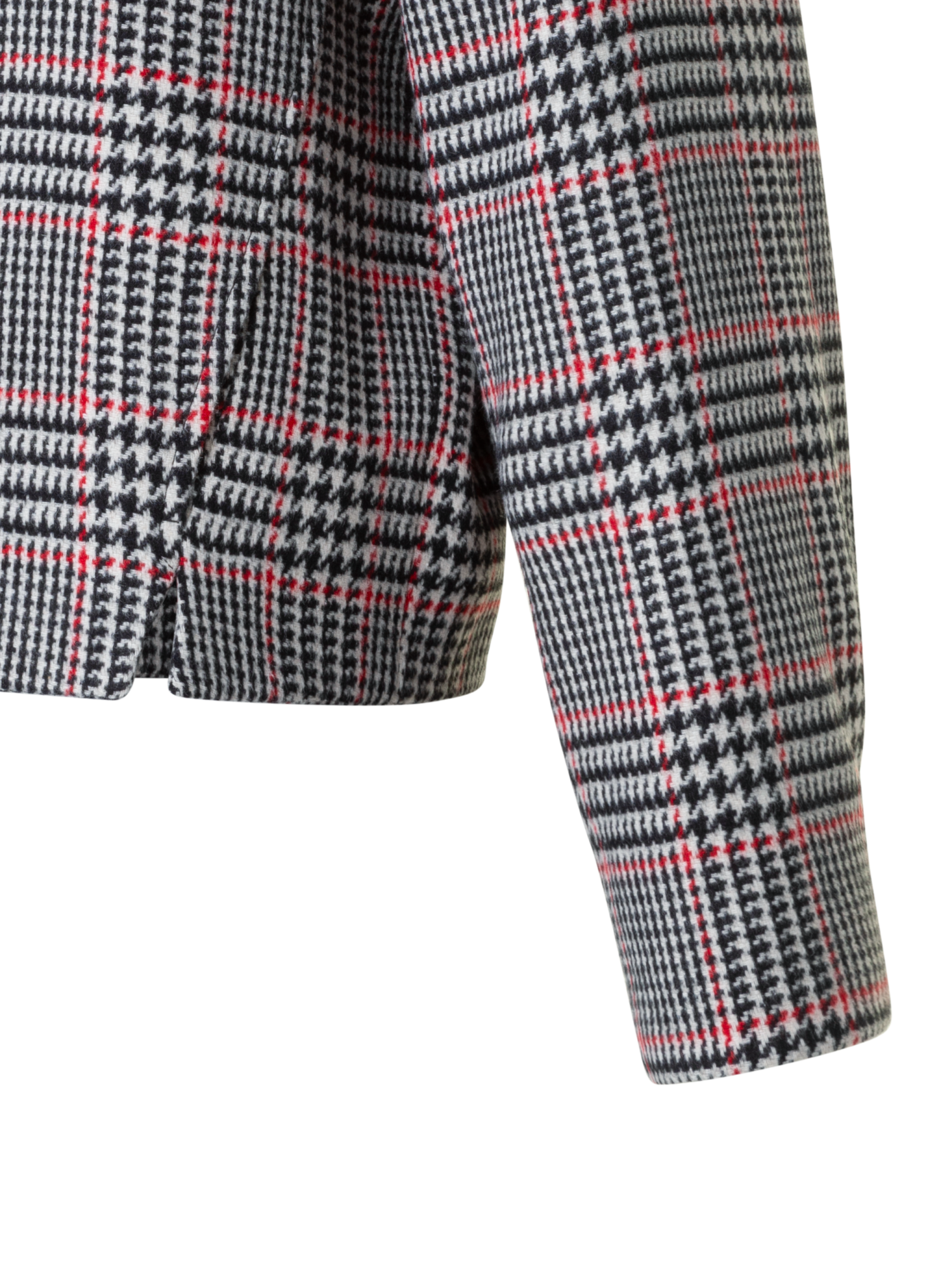 Designer Glencheck Tweed Jacket with Faux Leather Collar - black - multicolor