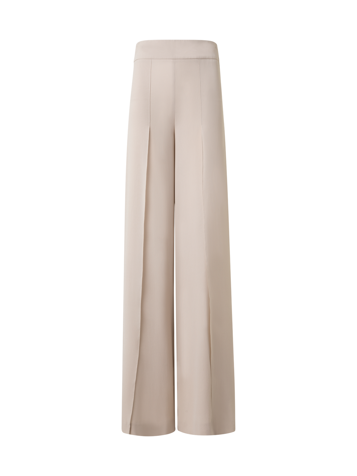 Designer Wide Silk Georgette Pants with Slits - neutral - beige