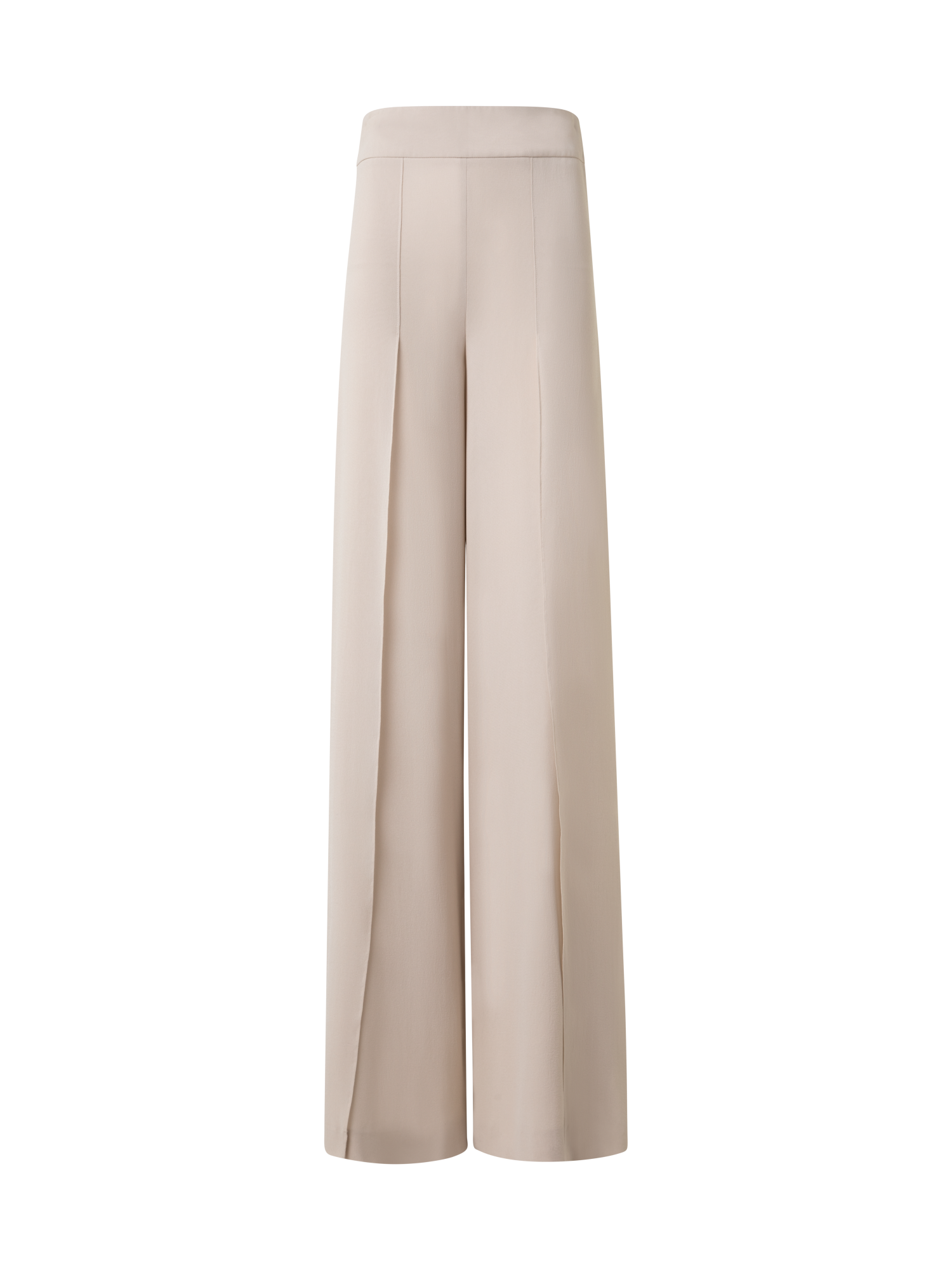 Designer Wide Silk Georgette Pants with Slits - neutral - beige