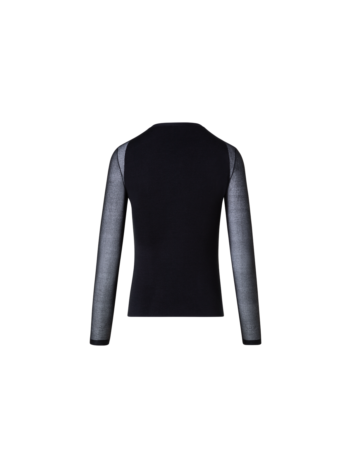 Designer Silk Stretch Sweater with Sheer Panels - black