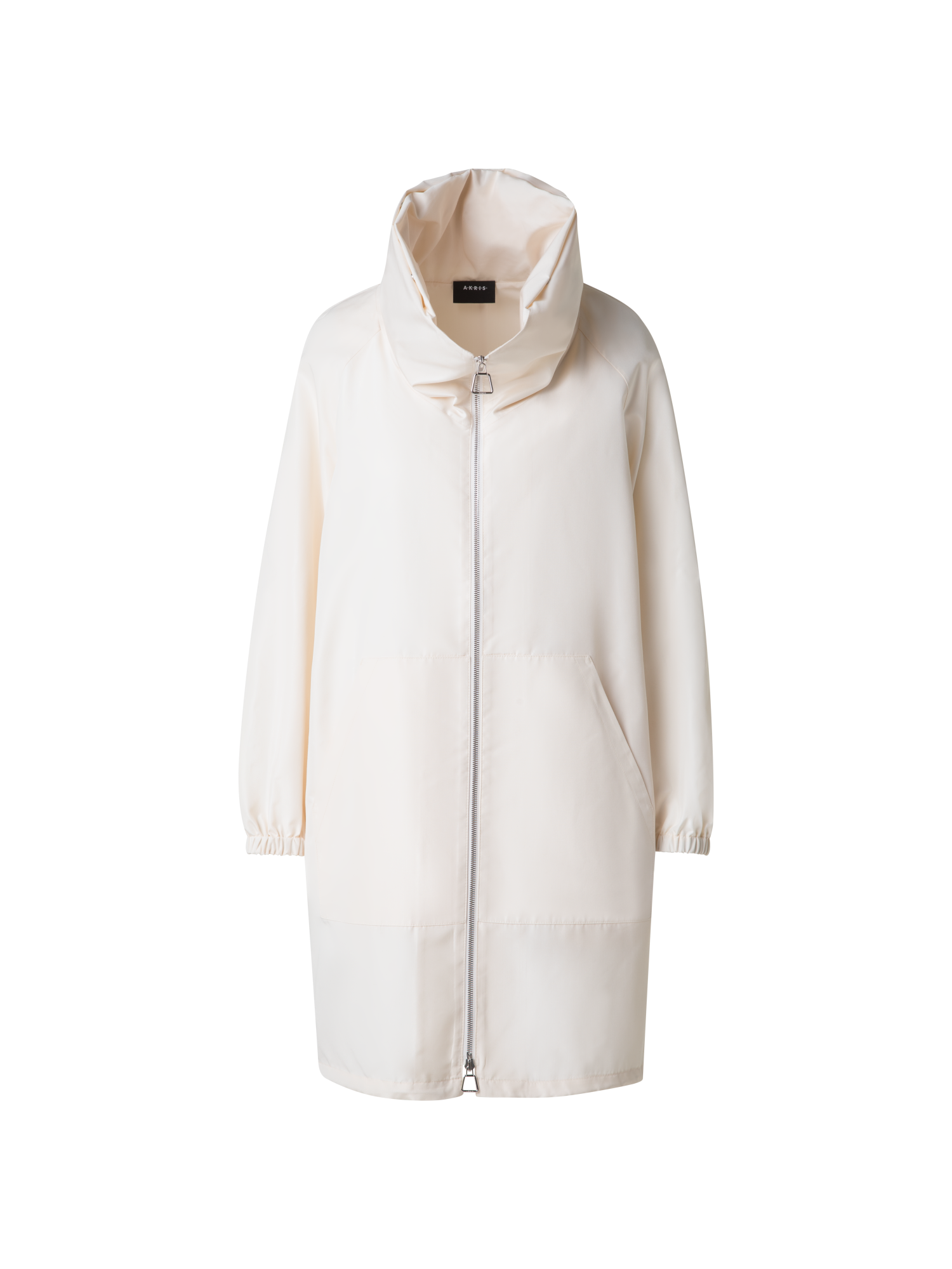 Designer Silk Taffeta Parka with Hood - neutral - ecru - white