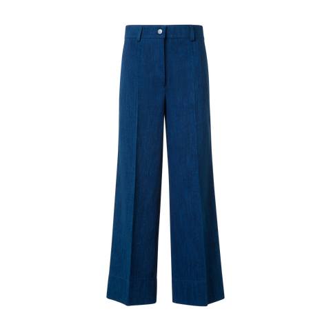 Cropped Wide Cotton Denim Pants