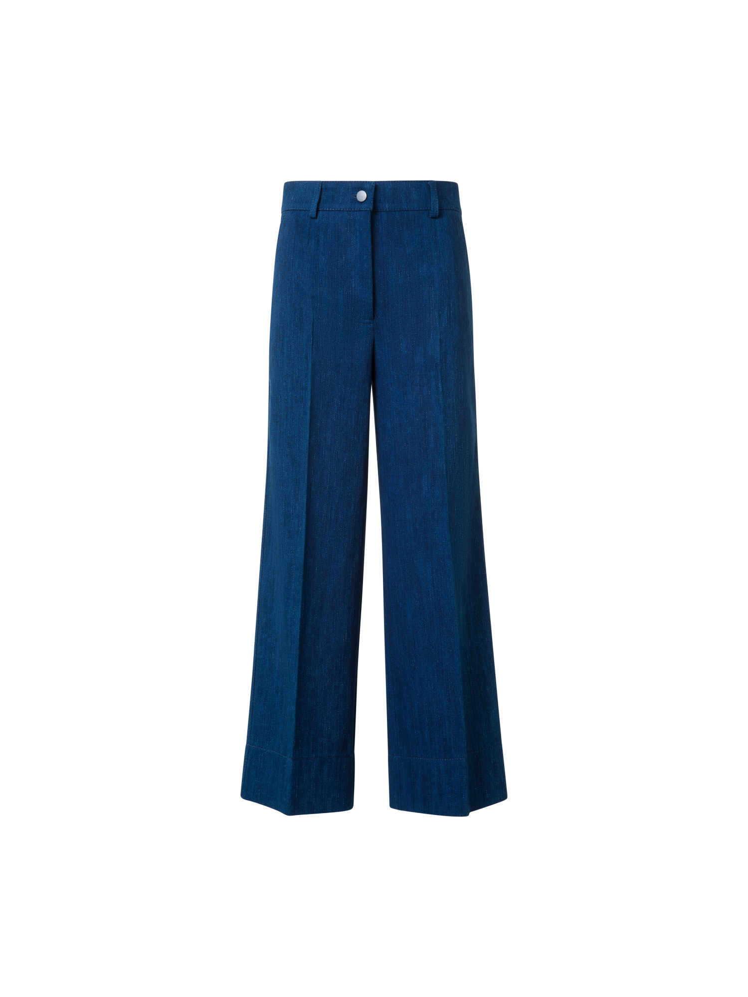 Designer Cropped Wide Cotton Denim Pants - blue