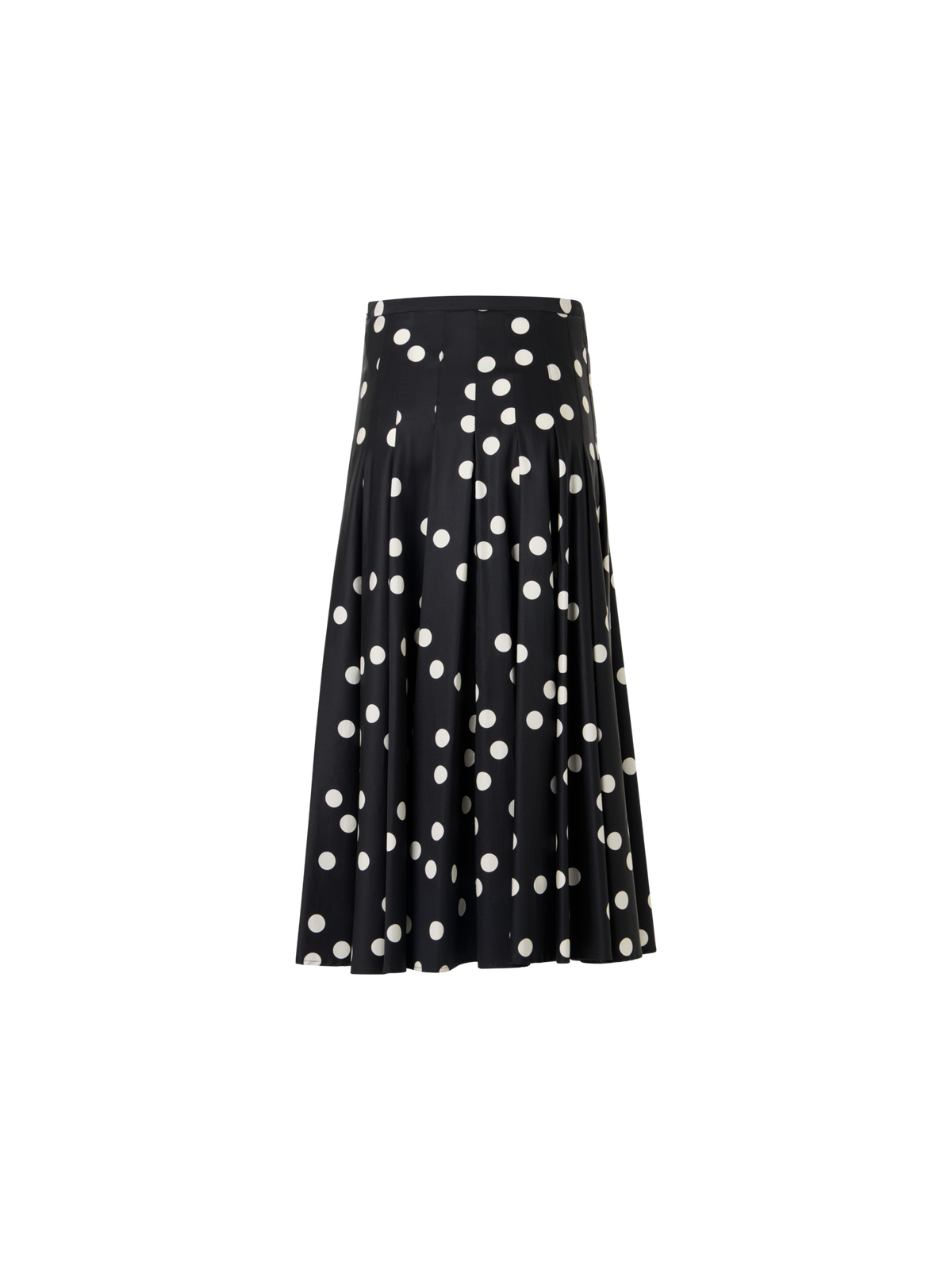 Designer Flared Cotton-Satin Midi Skirt - black