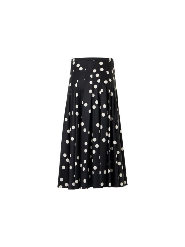 Designer Flared Cotton-Satin Midi Skirt - black