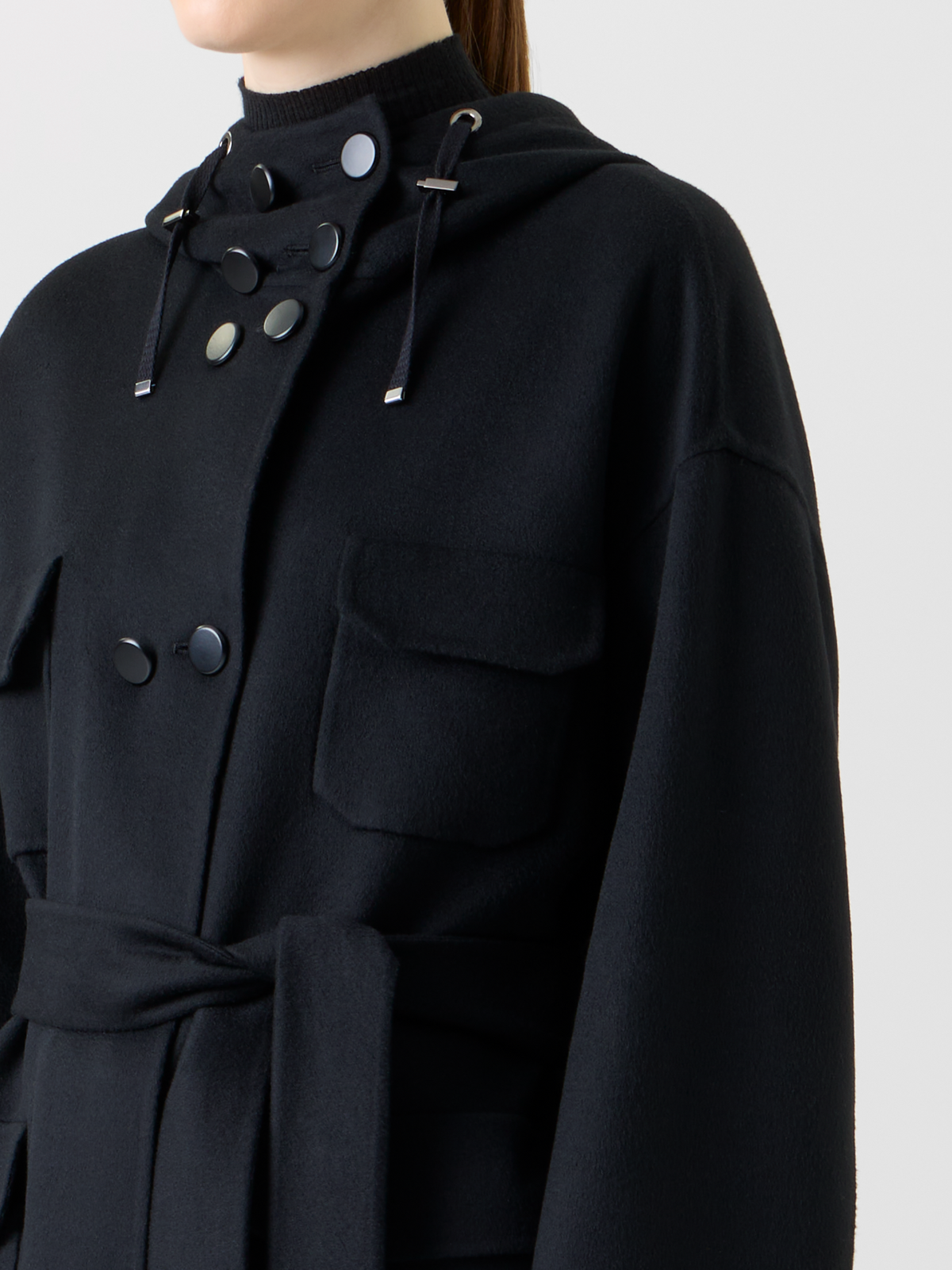 Designer Double-Breasted Cashmere Double-Face Parka - black - neutral #editorial