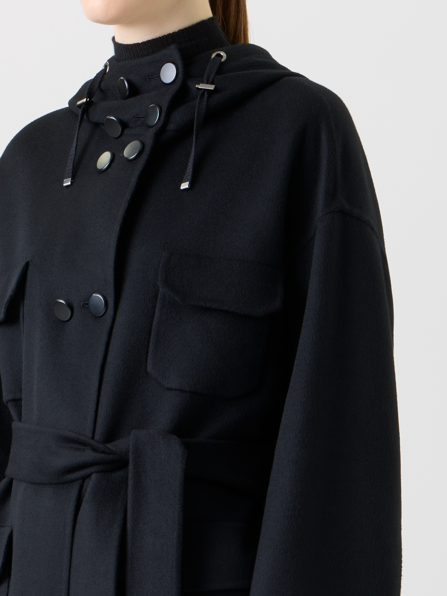 Designer Double-Breasted Cashmere Double-Face Parka - black - neutral 