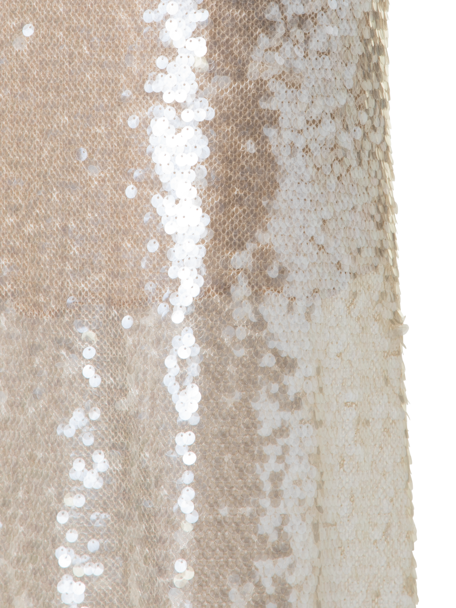 Designer Long Sequined Evening Gown - neutral - pastel - beige