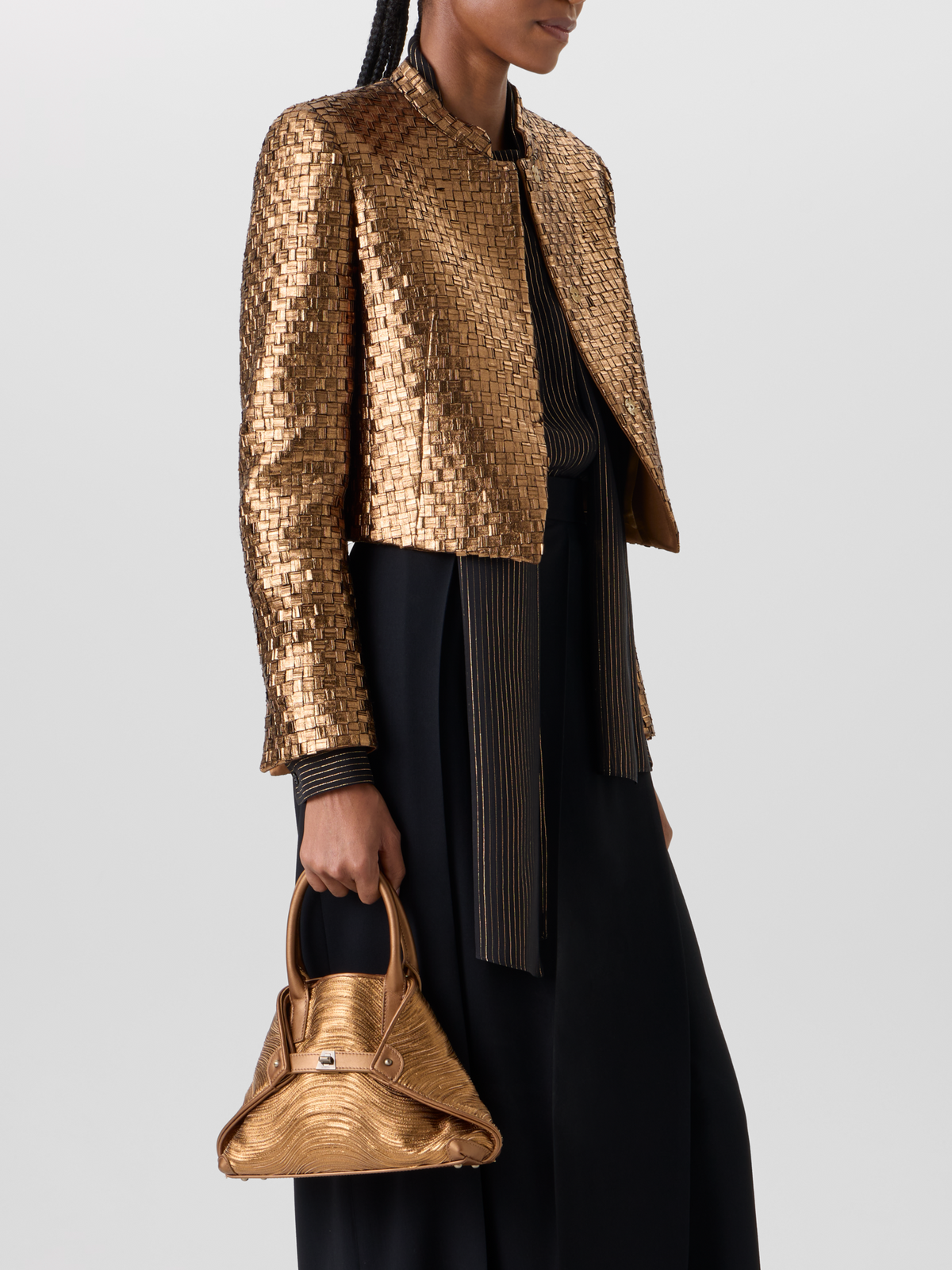 Designer Ai Little Top Handle Tote - gold 