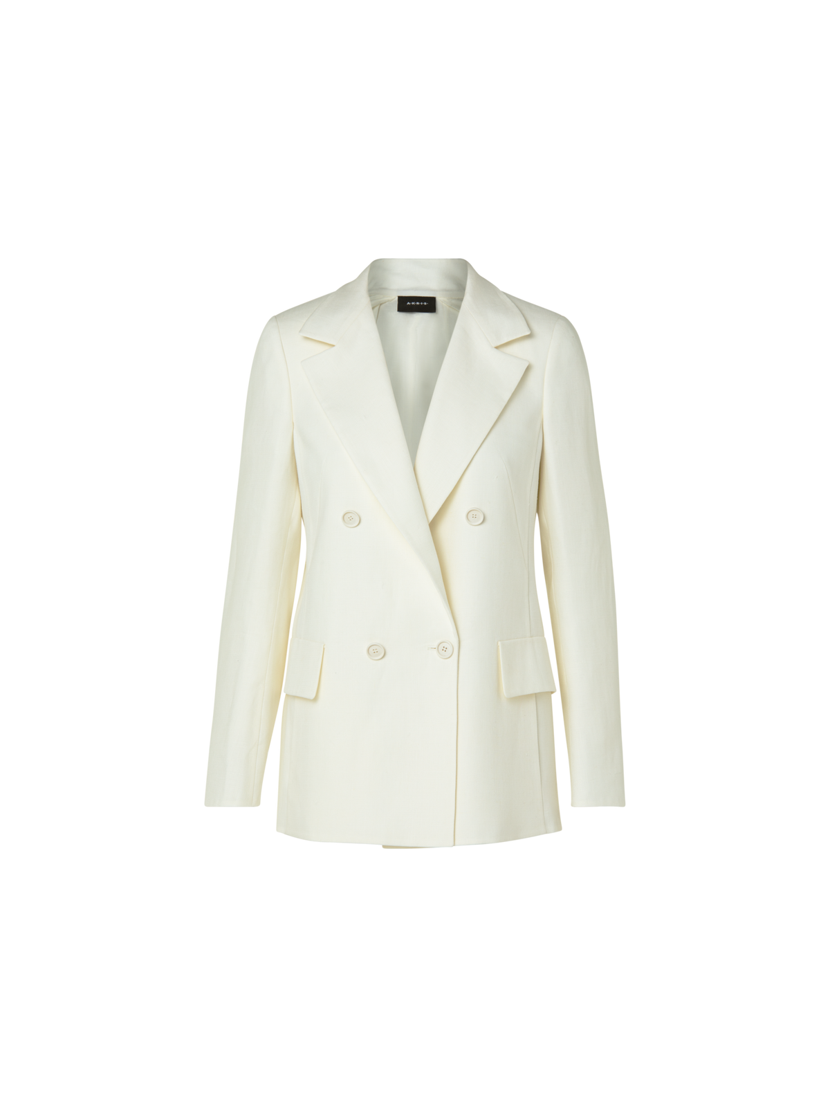 Designer Double-Breasted Linen Wool Double-Face Jacket - ecru - white