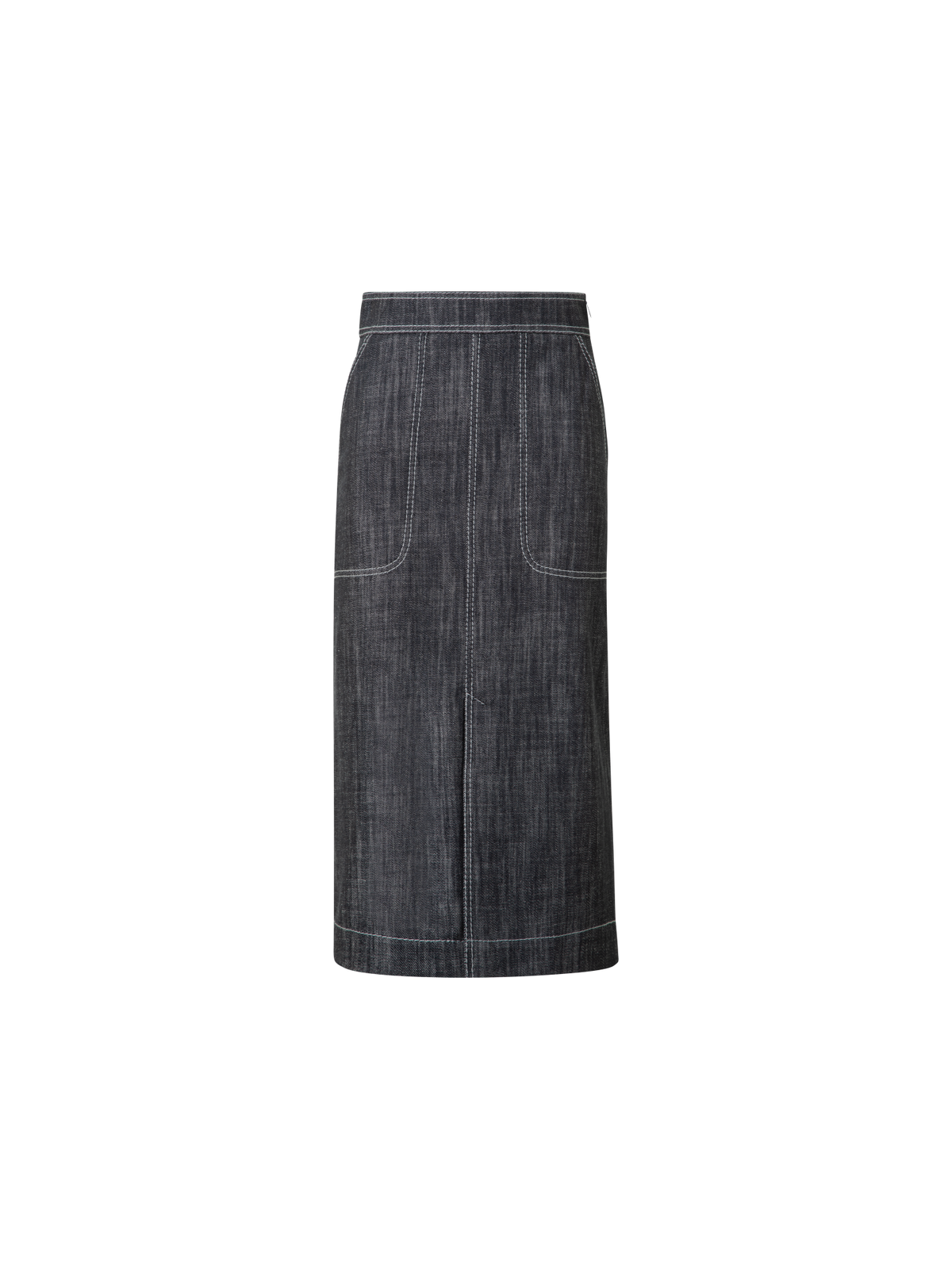 Designer A-Line Skirt in Cotton Denim - black