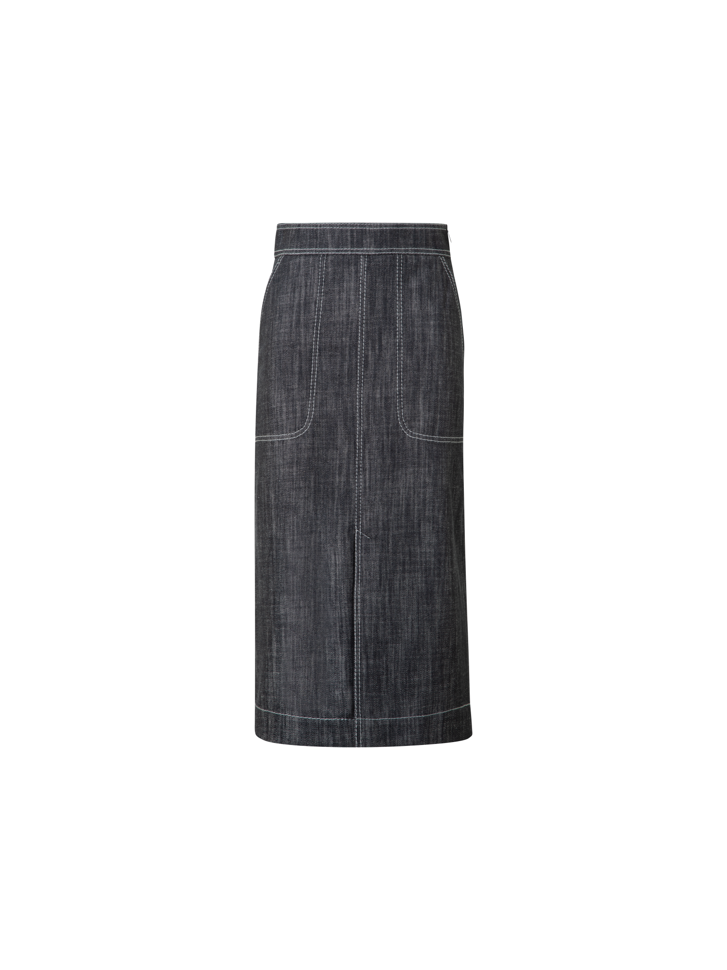 Designer A-Line Skirt in Cotton Denim - black