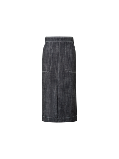 Designer A-Line Skirt in Cotton Denim - black