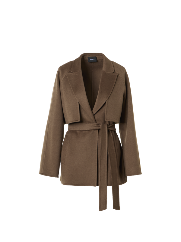 Designer Short Duo Coat - Cashmere Vest and Bolero - brown