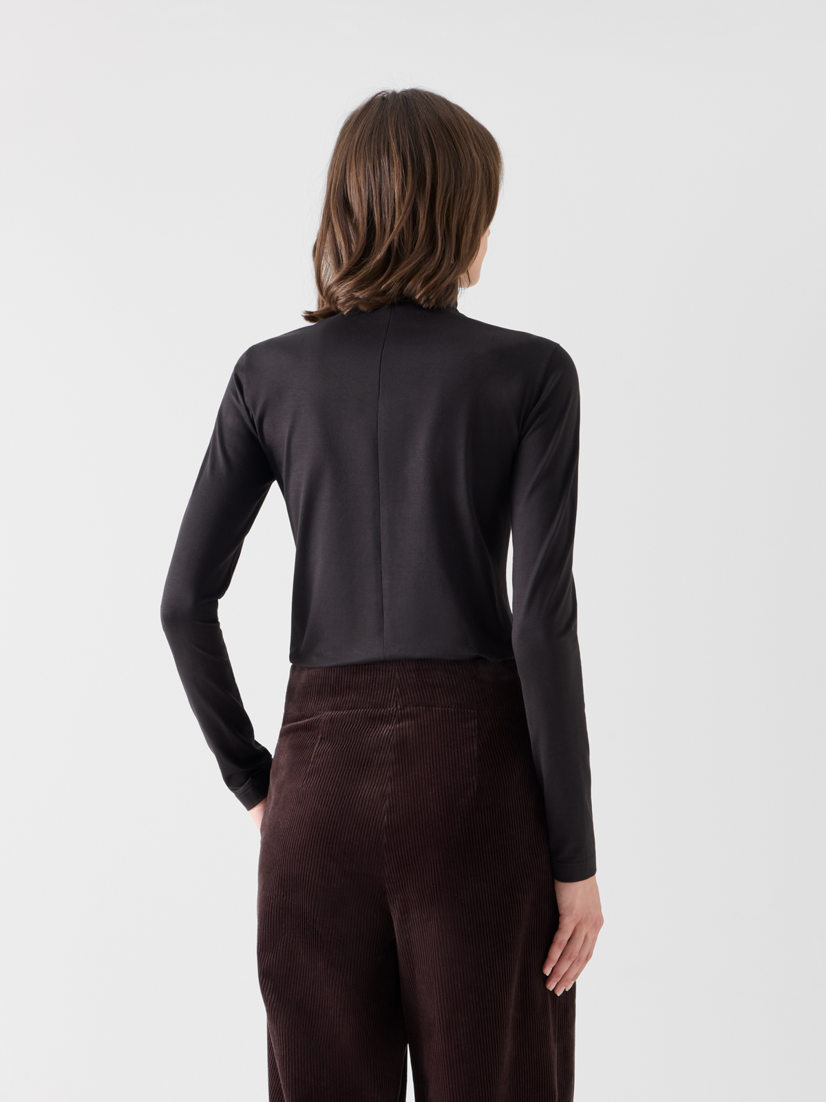 Designer Mock Neck Shirt in Modal Jersey - brown #editorial
